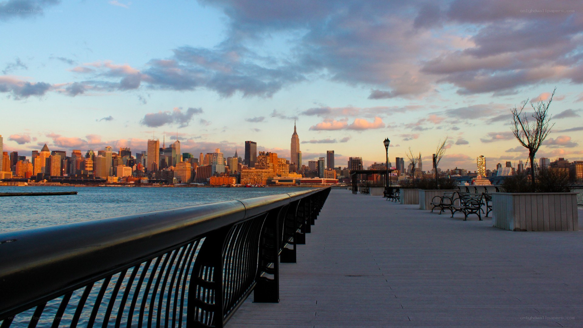 Manhattan skyline at dusk
