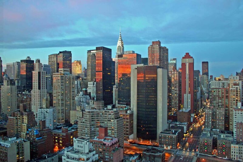 Manhattan Skyline at Dusk — Blue, Dramatic