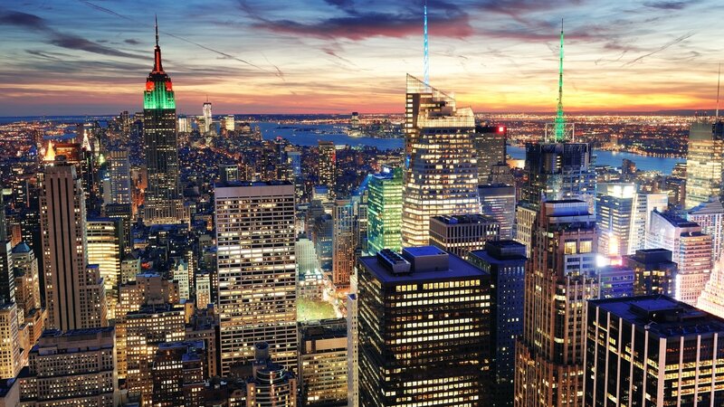 Manhattan Skyline at Dusk — Orange, Dramatic