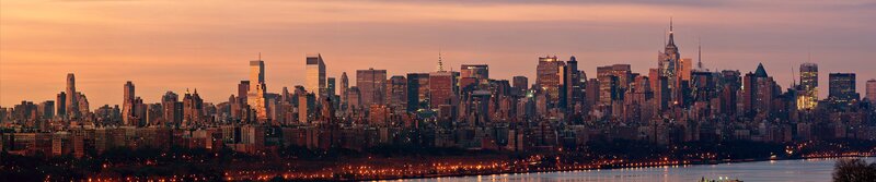 Manhattan Skyline at Dusk — Orange, Serene
