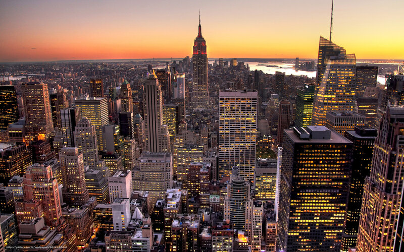 Manhattan Skyline at Dusk — Orange