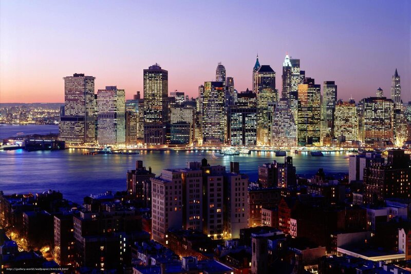 Manhattan Skyline at Dusk — Purple, Calm, Sunset