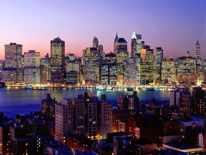Manhattan Skyline at Dusk — Purple, Dramatic, Night