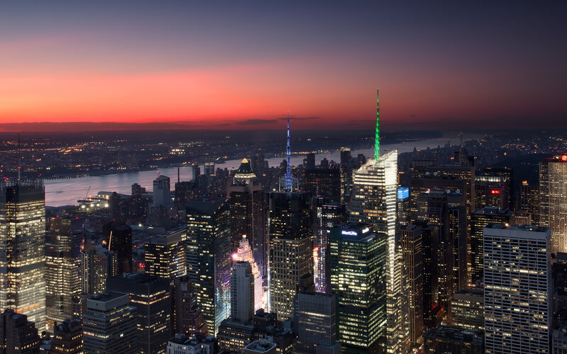 Manhattan Skyline at Dusk — Purple, Dramatic, Sunset