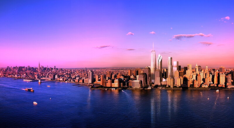 Manhattan Skyline at Dusk — Purple, Dramatic