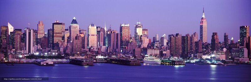 Manhattan Skyline at Dusk — Purple, Serene, Night