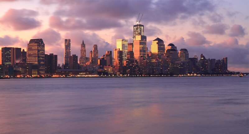 Manhattan Skyline at Dusk — Purple, Serene, Sunset