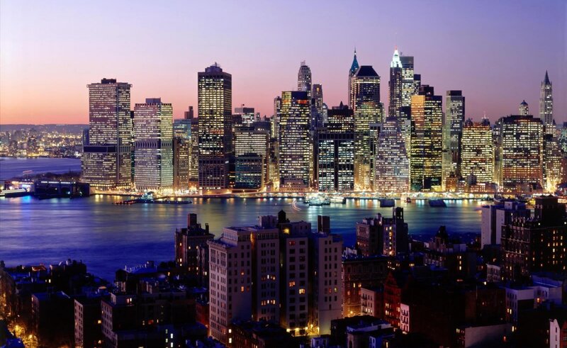 Manhattan Skyline at Dusk — Purple