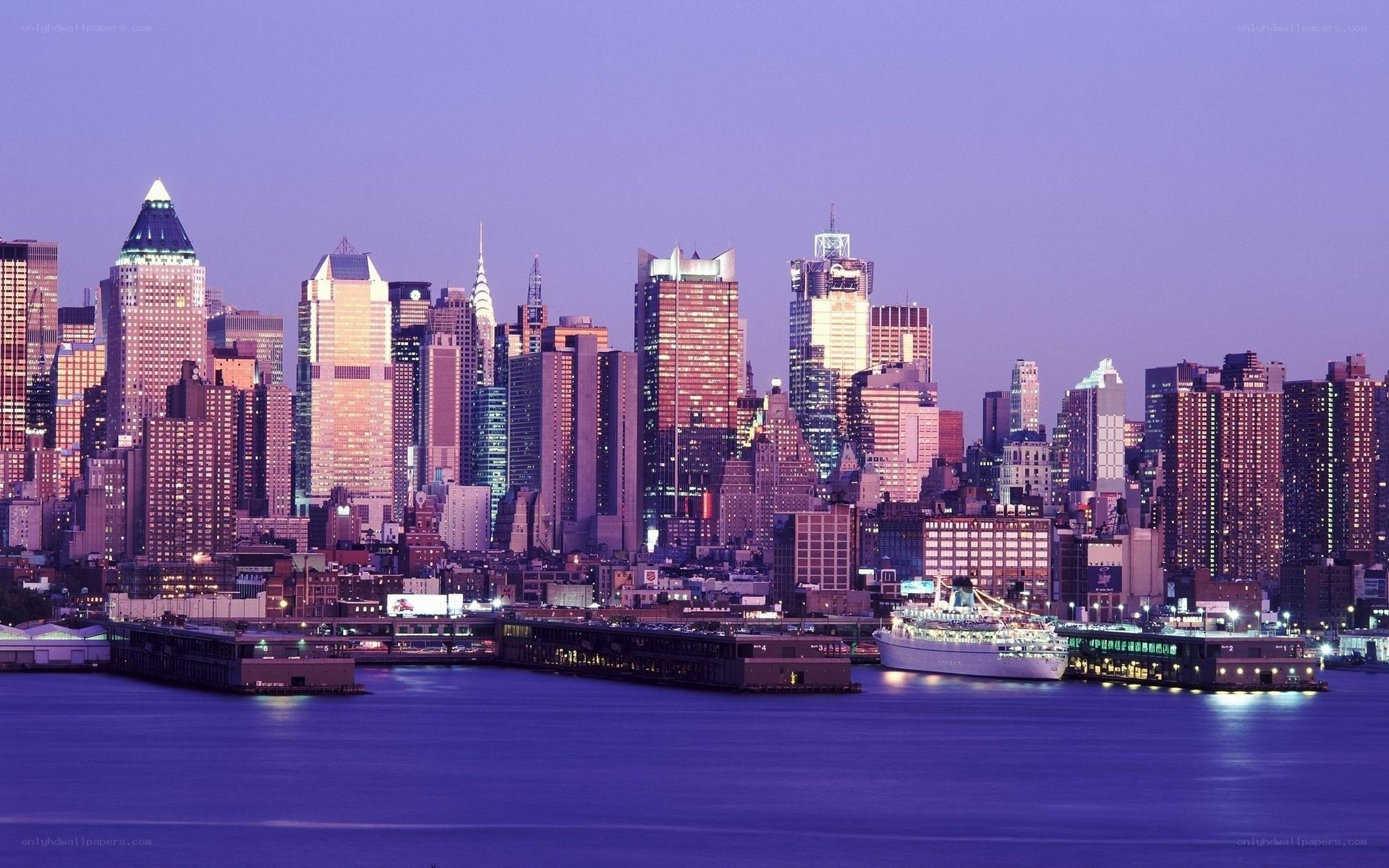 Manhattan skyline at dusk
