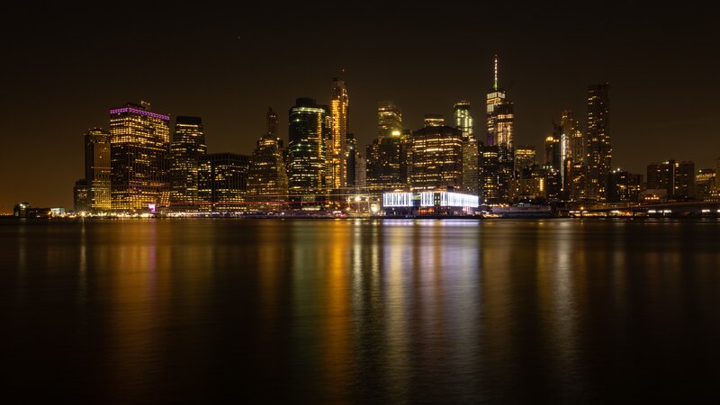 Manhattan Skyline at Night — Black, Calm, Photograph, Skyscrapers
