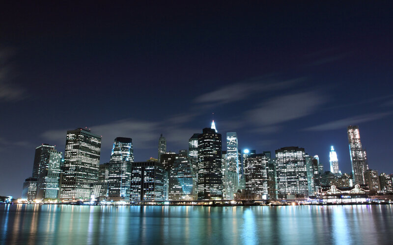 Manhattan Skyline at Night — Blue, Calm