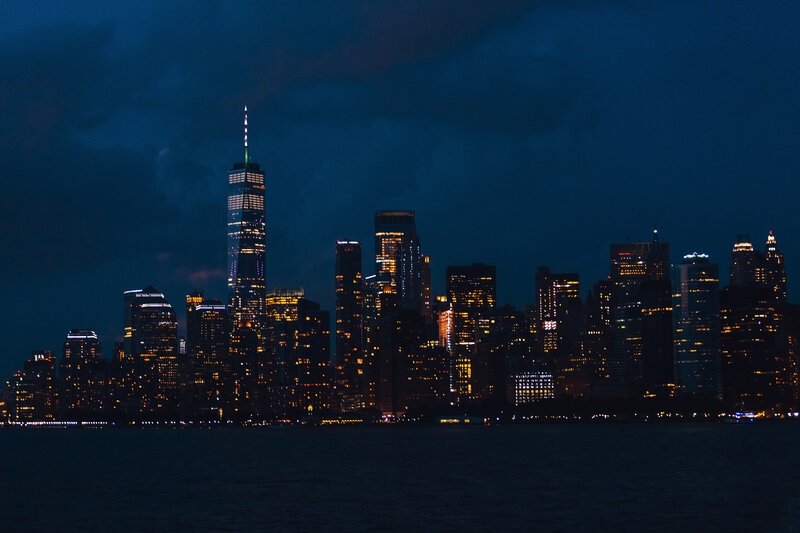 Manhattan Skyline at Night — Blue, Dark