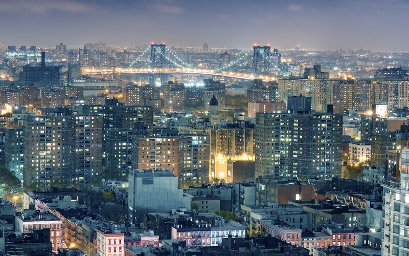 Manhattan Skyline at Night — Blue, Urban