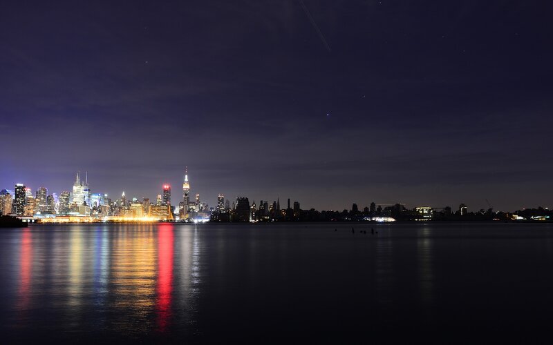 Manhattan Skyline at Night — Dark Blue
