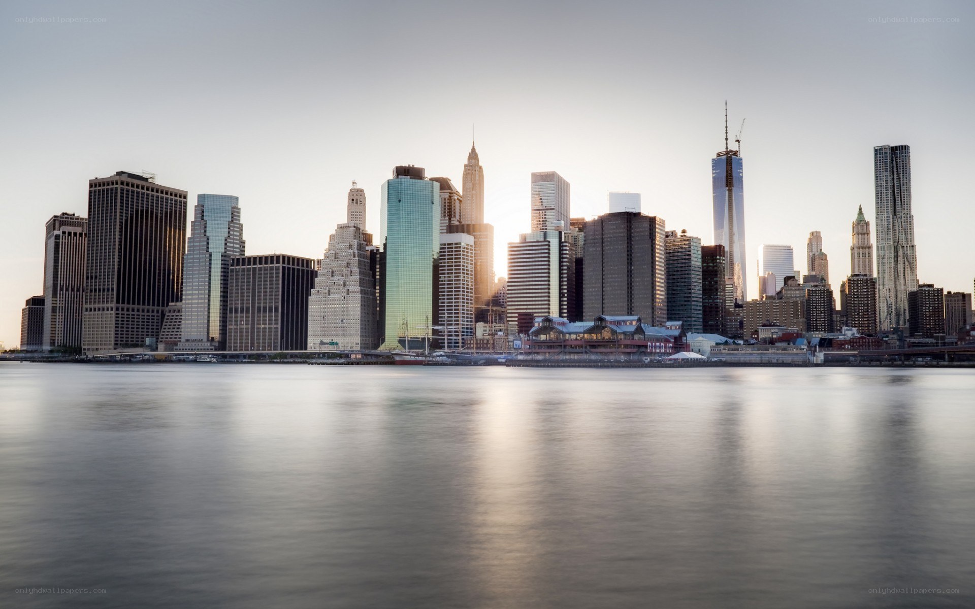 Manhattan skyline at sunrise