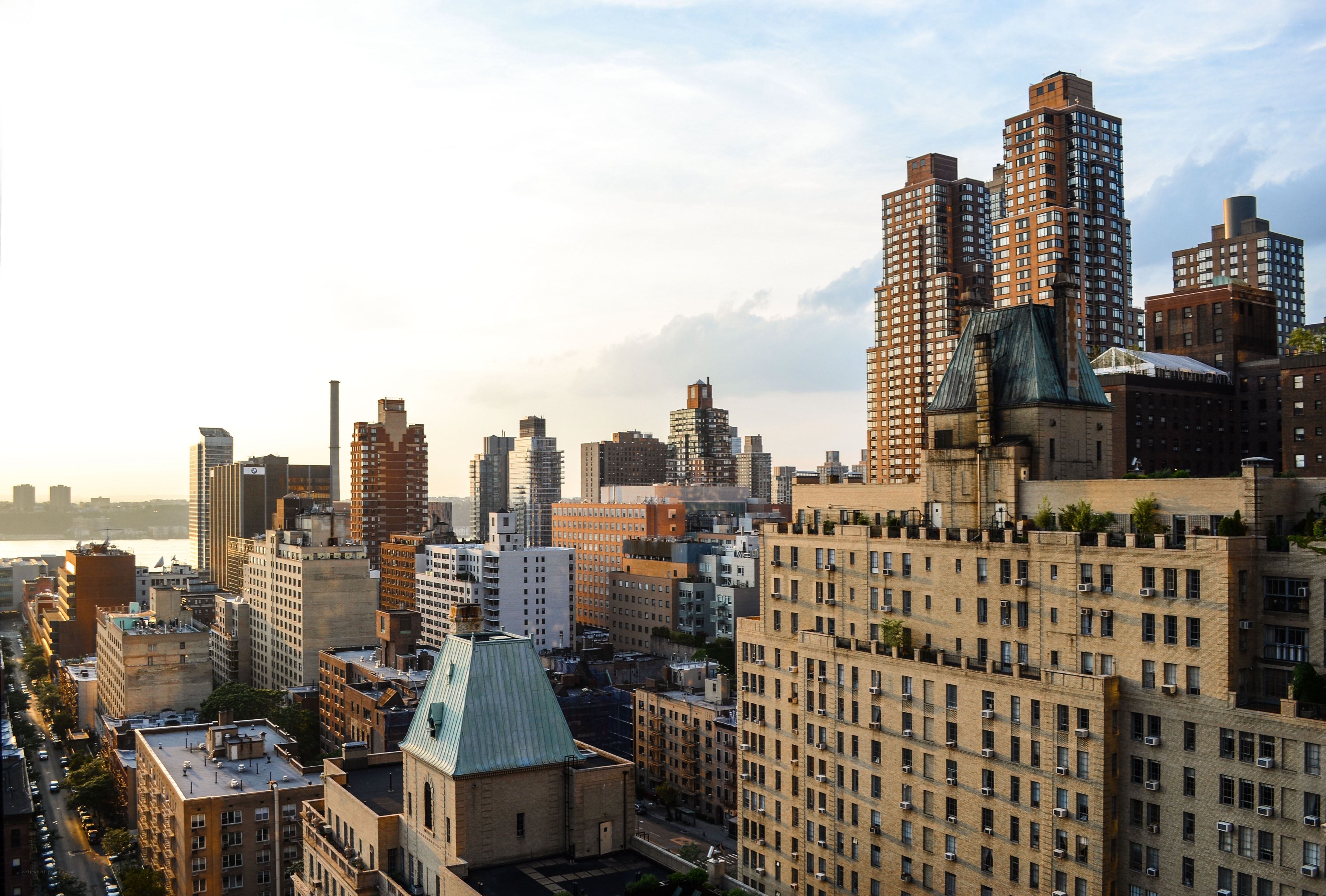 Manhattan skyline at sunset
