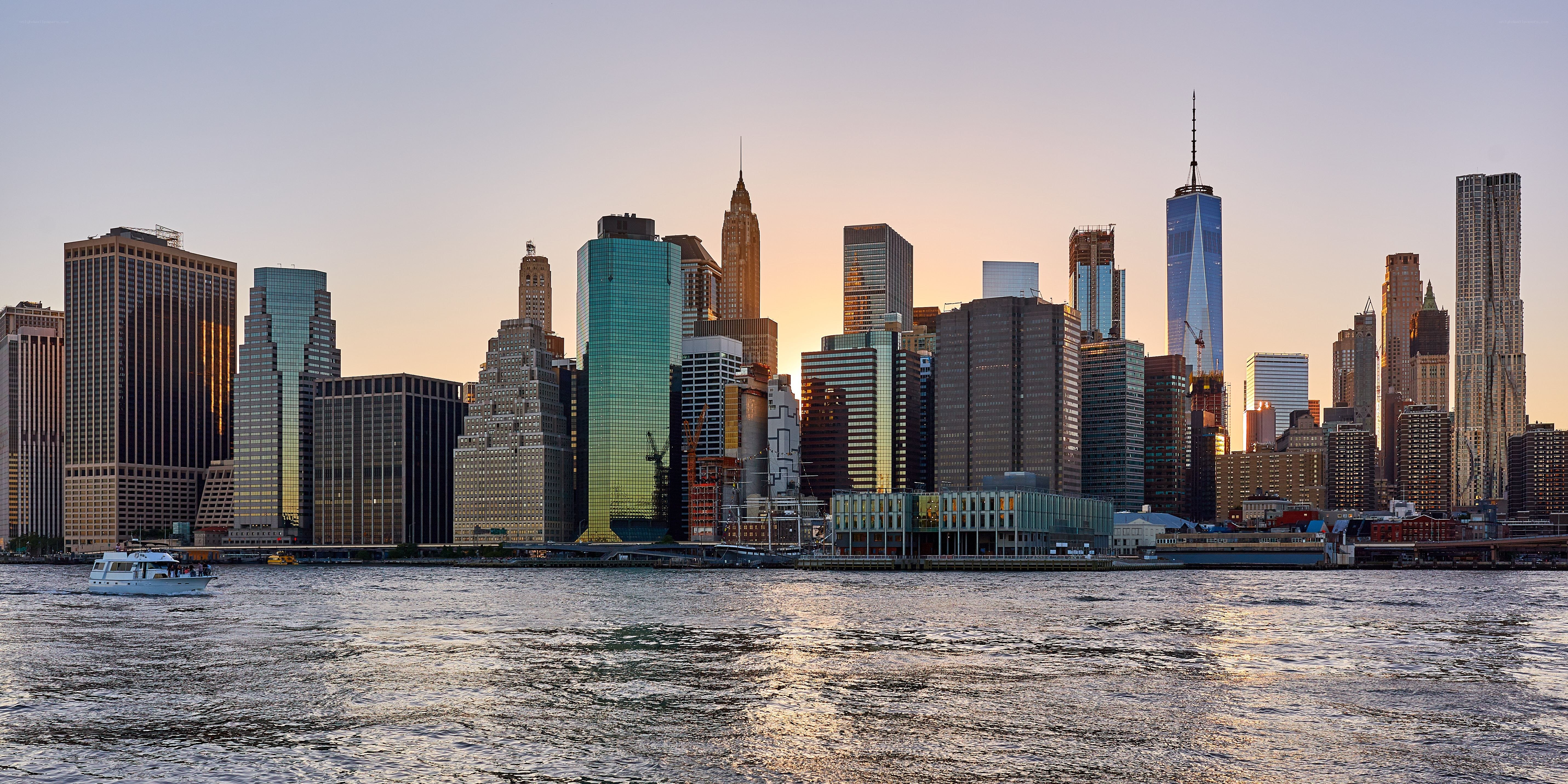 Manhattan skyline at sunset