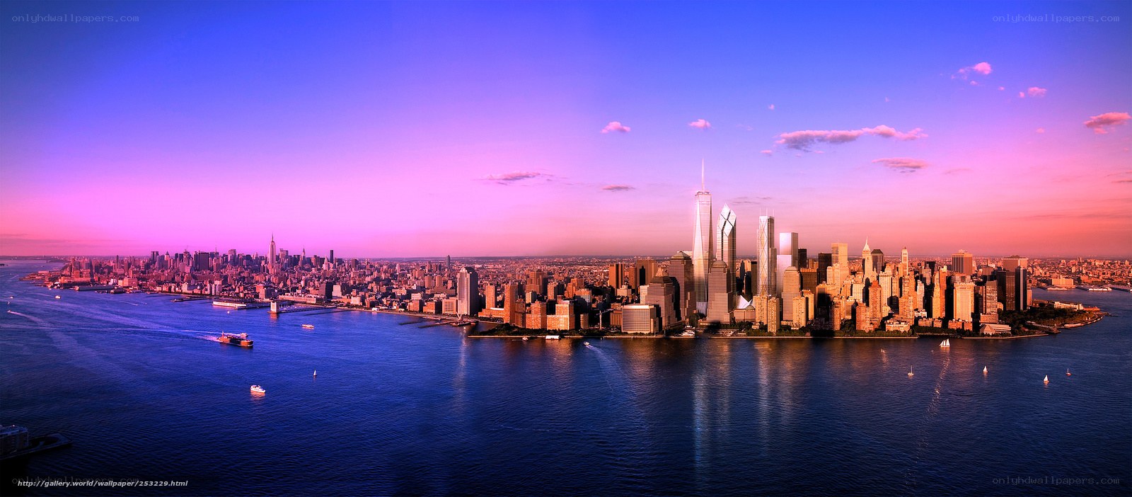 Manhattan skyline at sunset