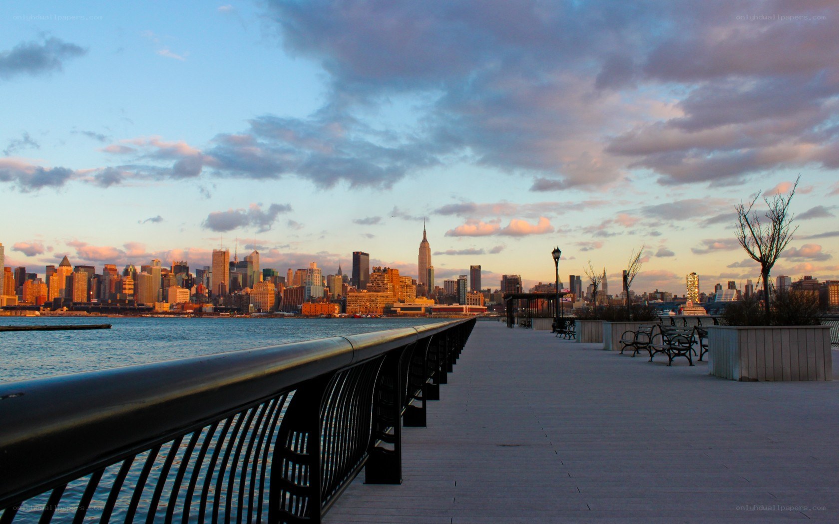 Manhattan skyline at sunset