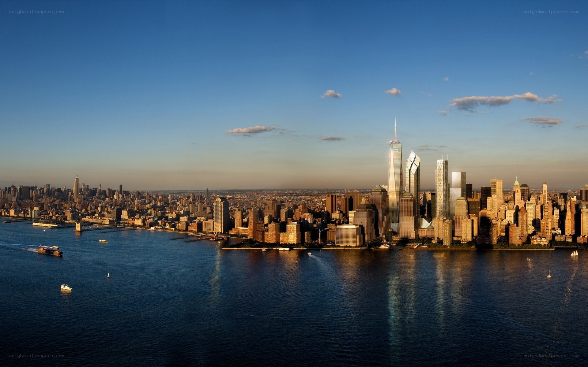 Manhattan skyline at sunset