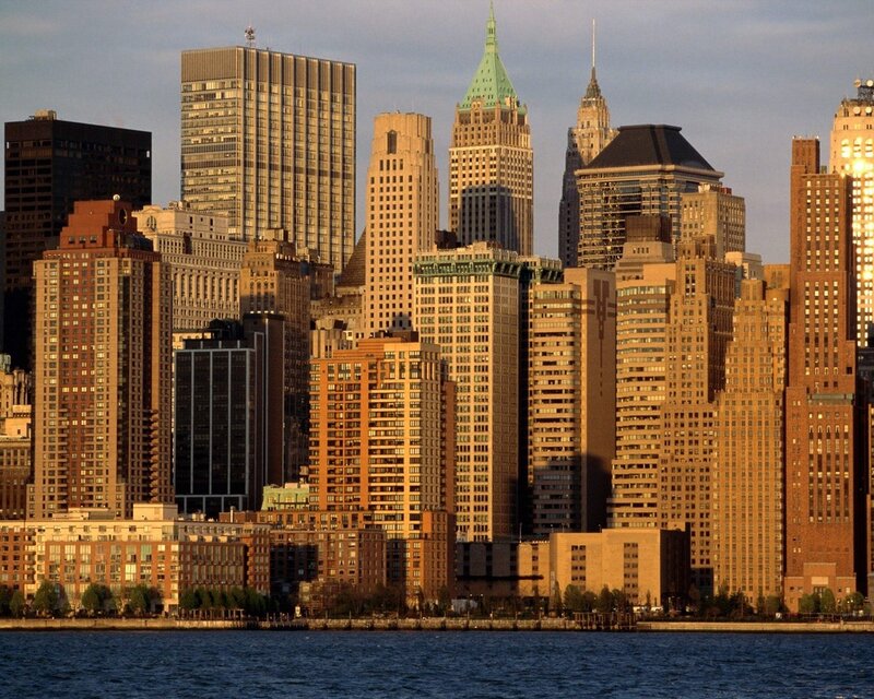 Manhattan skyline at sunset
