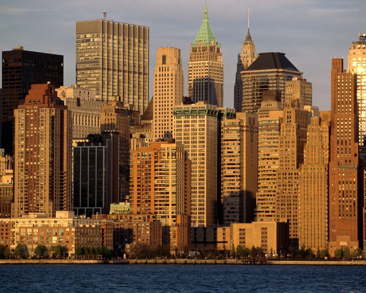 Manhattan skyline at sunset
