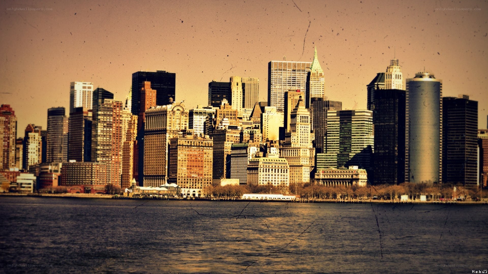 Manhattan skyline at sunset