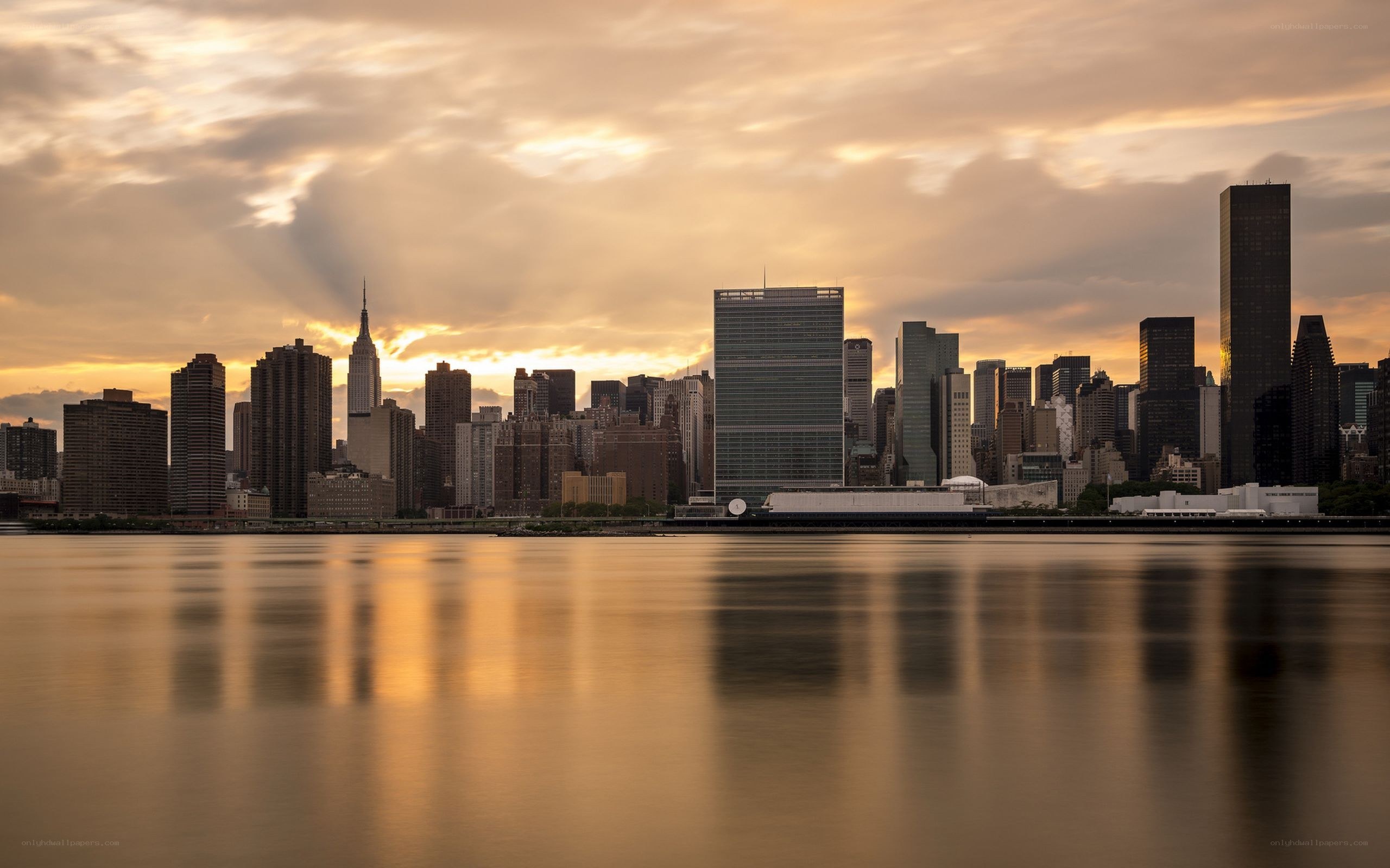 Manhattan skyline at sunset