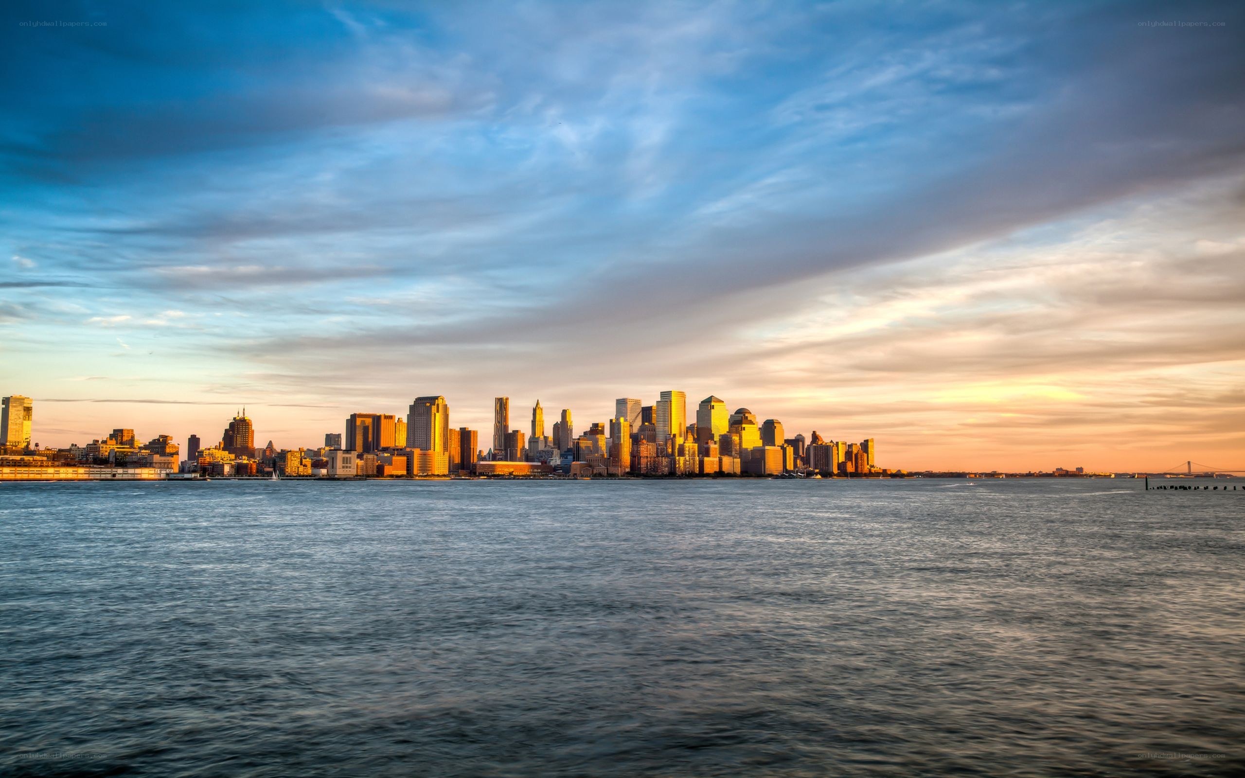 Manhattan skyline at sunset