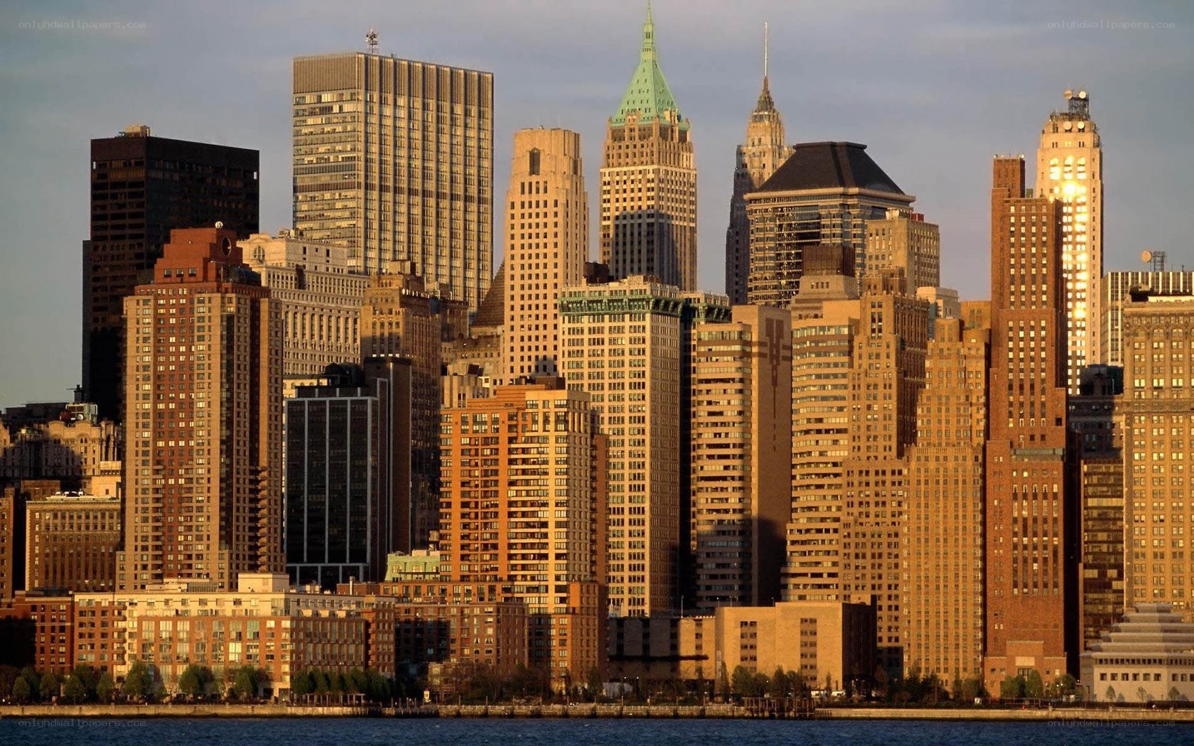 Manhattan skyline at sunset