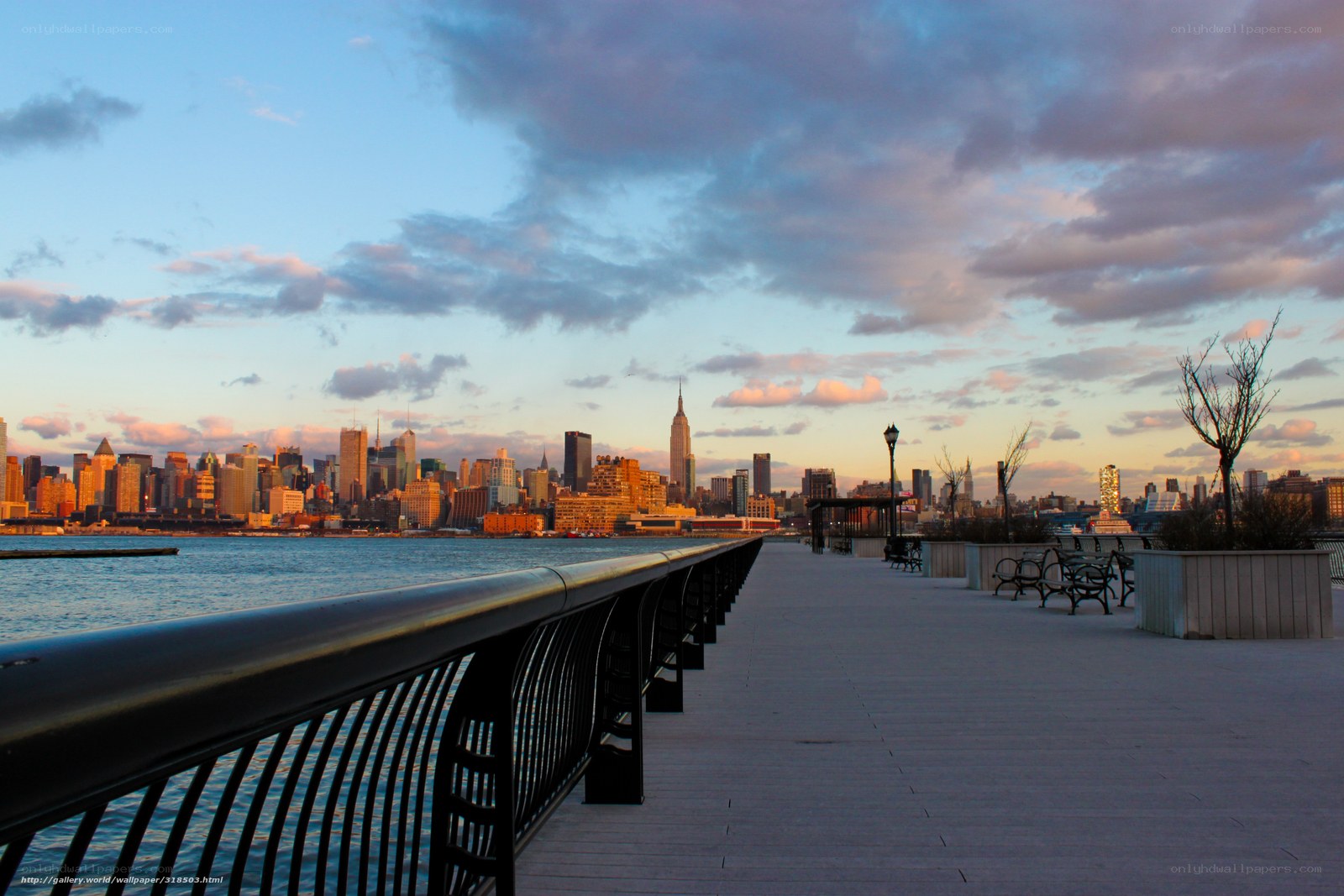 Manhattan skyline at sunset