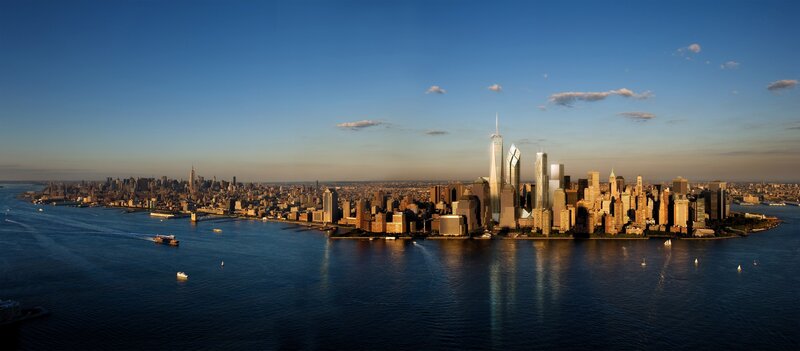Manhattan skyline at sunset