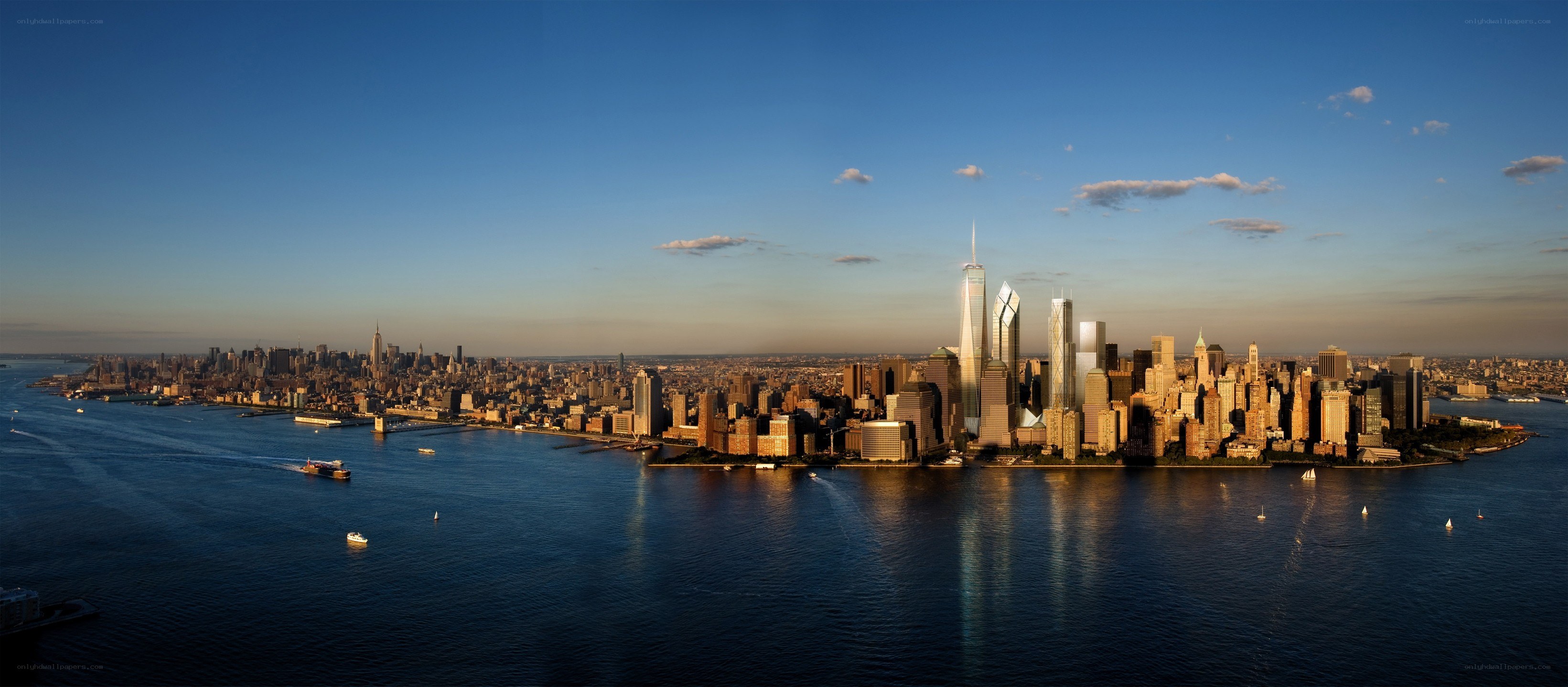 Manhattan skyline at sunset