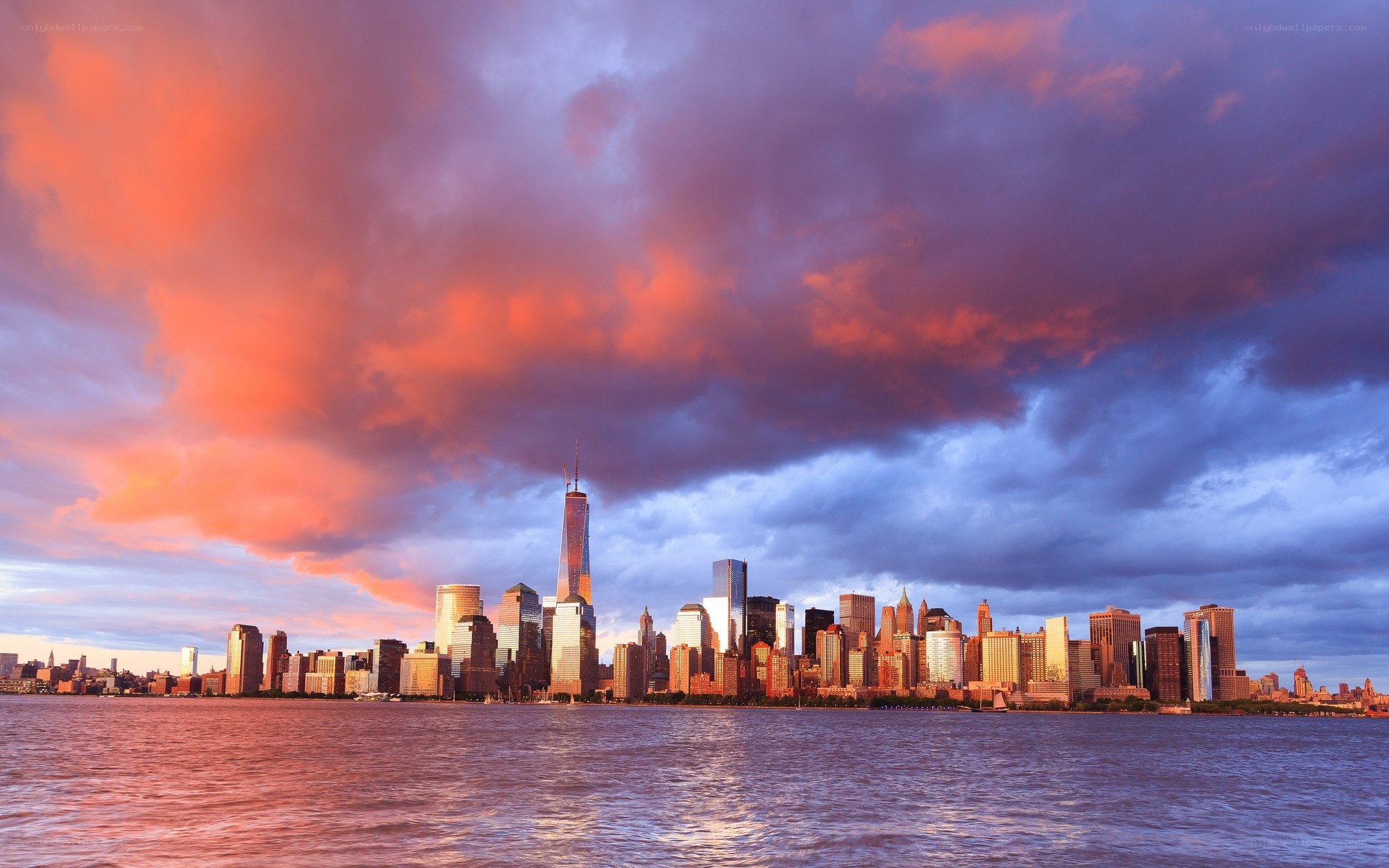 Manhattan skyline at sunset
