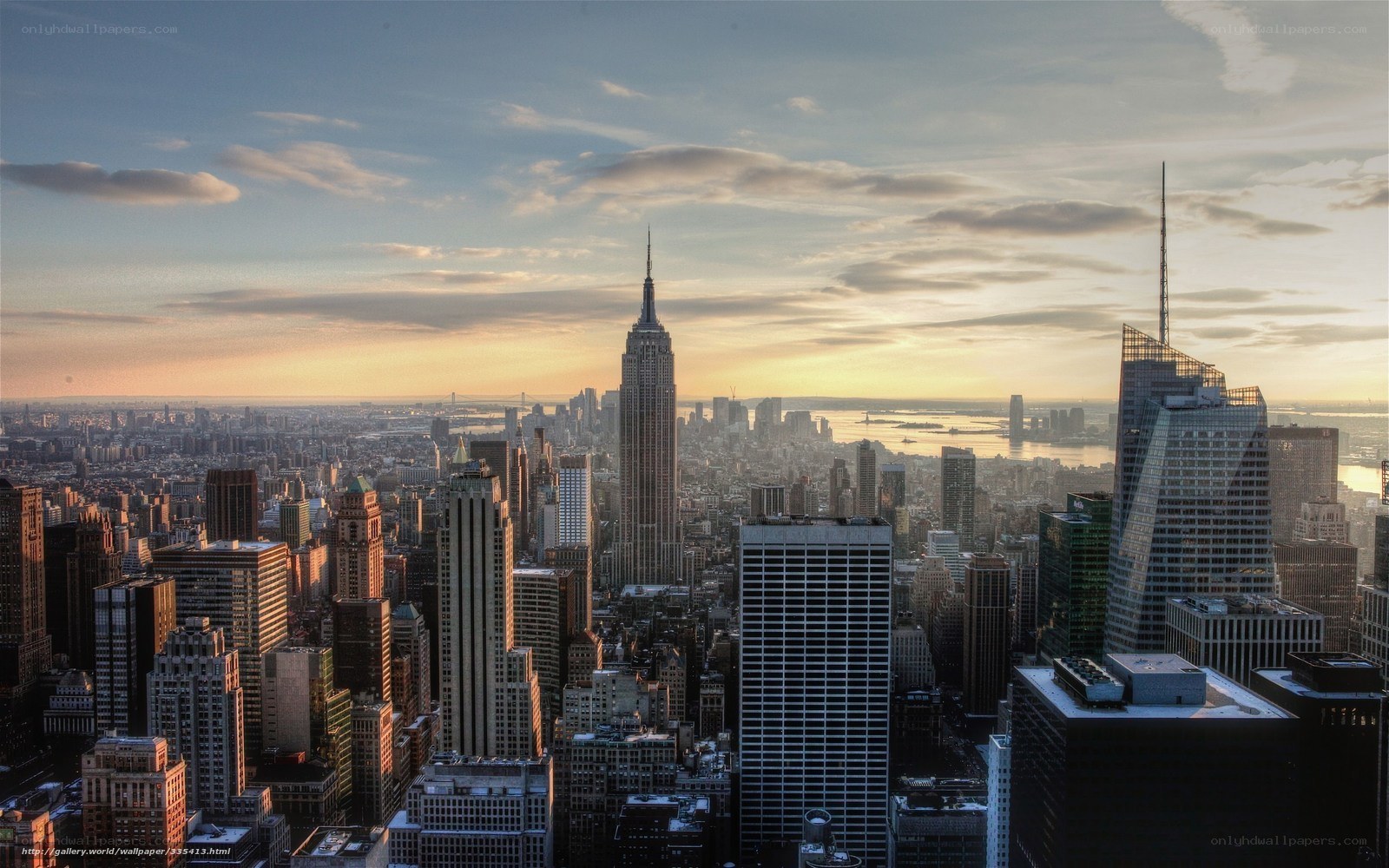 Manhattan skyline at sunset