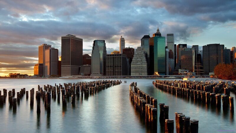 Manhattan Skyline at Sunset — Blue, Dramatic