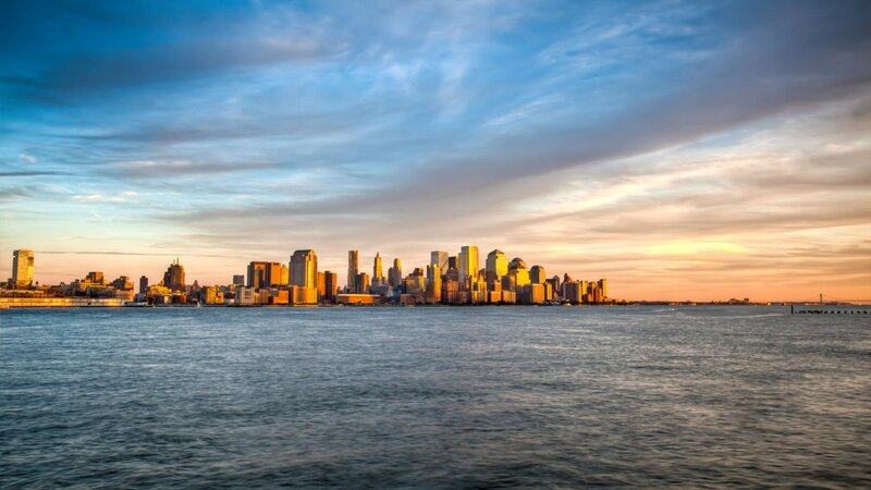 Manhattan Skyline at Sunset — Blue, Serene