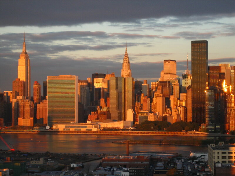 Manhattan Skyline at Sunset — Orange, Dramatic