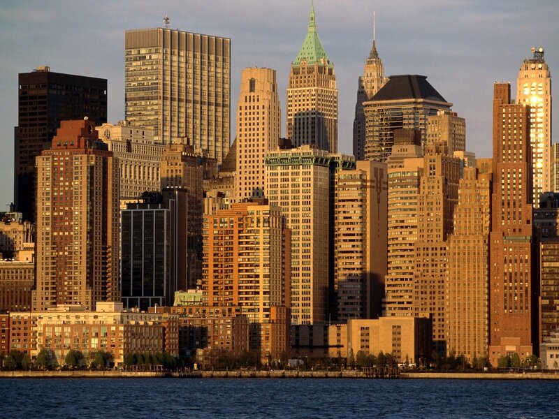 Manhattan skyline at sunset