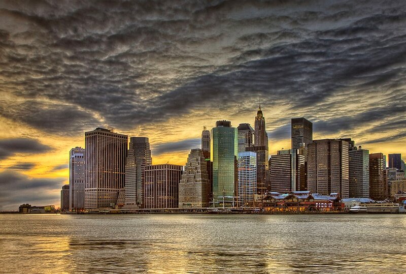 Manhattan Skyline at Sunset — Yellow