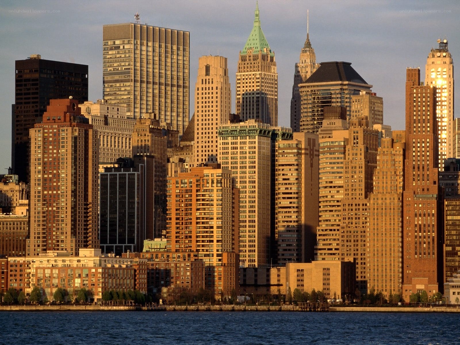 Manhattan skyline at sunset