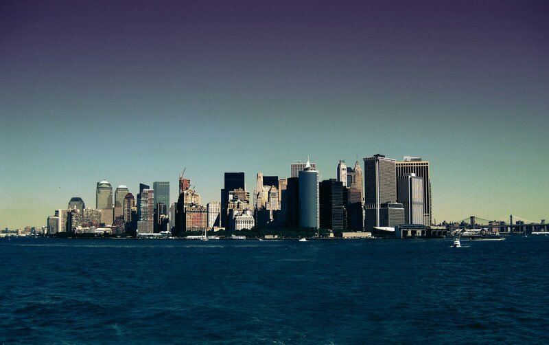 Manhattan Skyline — Blue, Calm, Afternoon, Photograph, Skyscrapers