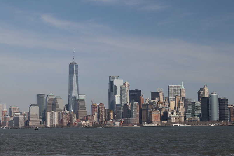 Manhattan Skyline — Blue, Calm, Afternoon, Photograph, Skyscrapers, Water