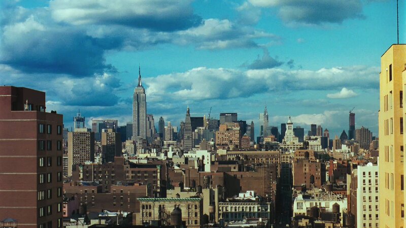 Manhattan Skyline — Blue, Dramatic, Afternoon, Photograph, Skyscrapers, Clouds, Buildings