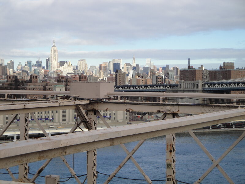Manhattan skyline from a bridge