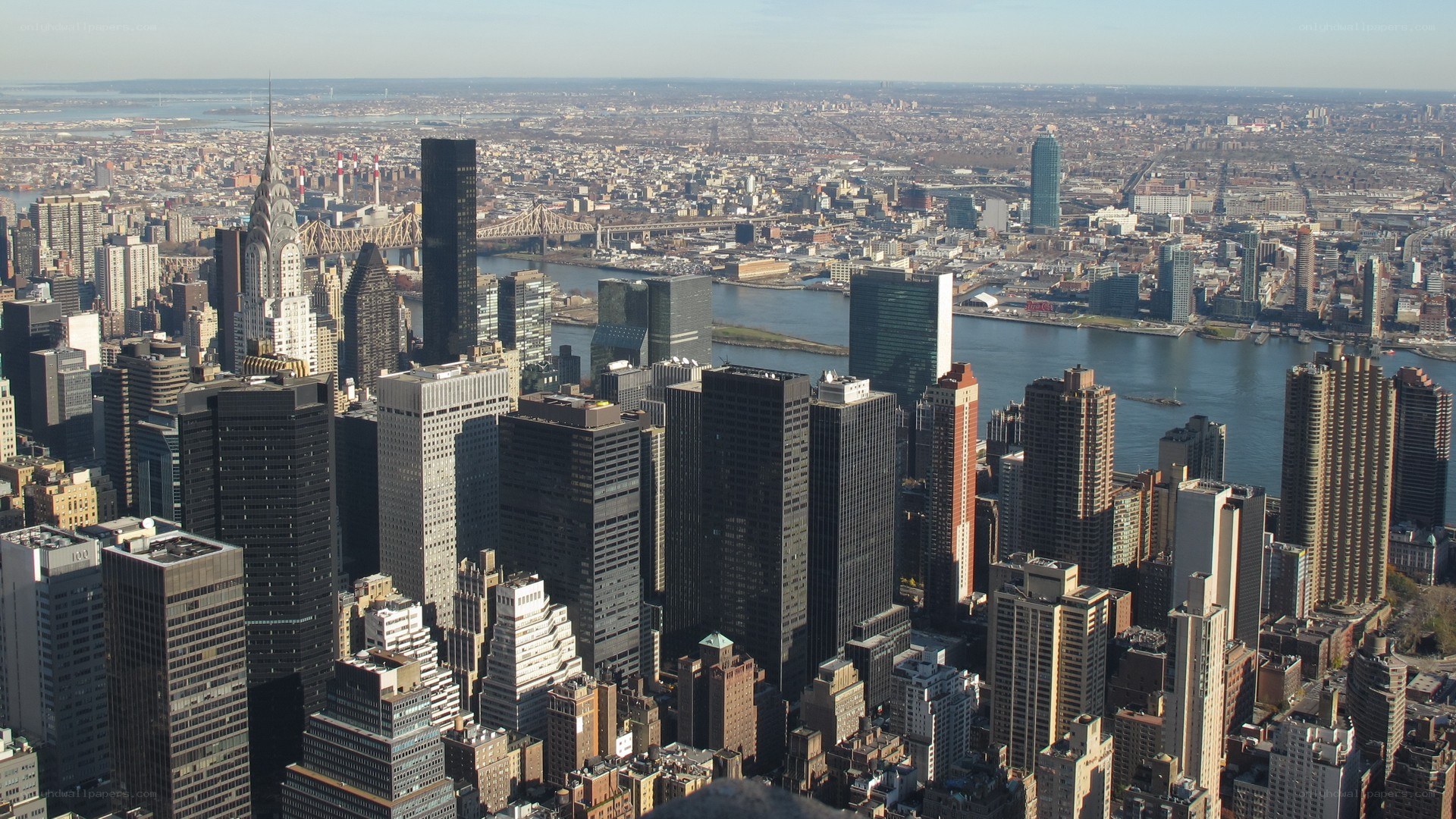 Manhattan skyline from above