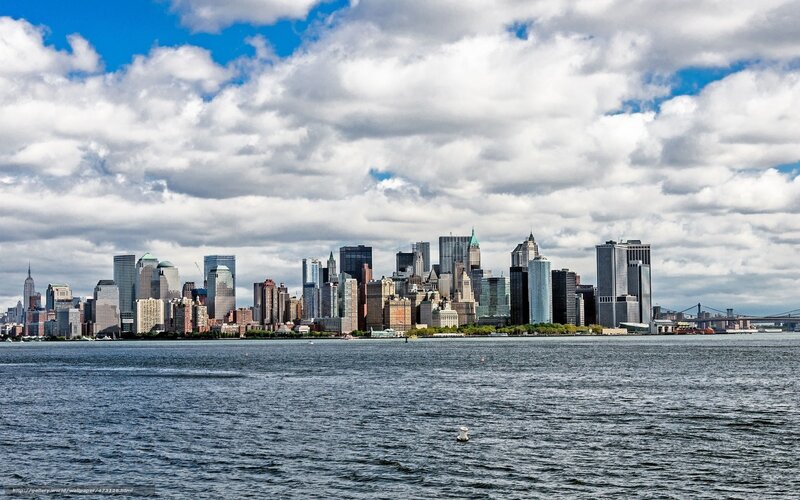 Manhattan skyline from water