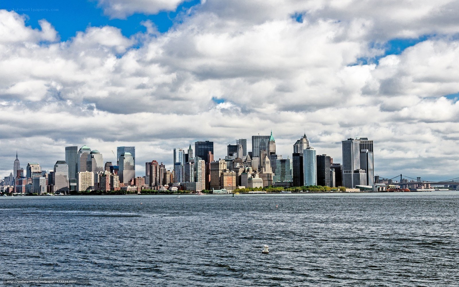 Manhattan skyline from water
