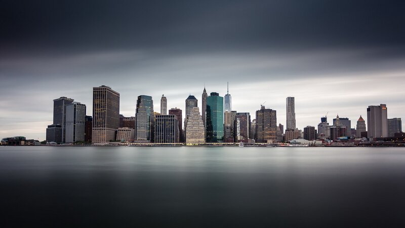 Manhattan Skyline — Gray, Dramatic, Night