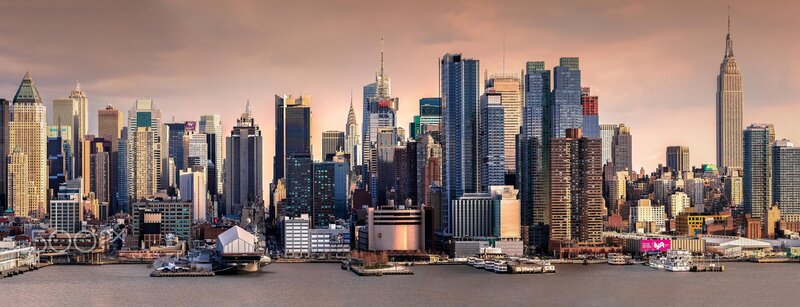 Manhattan Skyline — Gray, Dramatic, Sunset